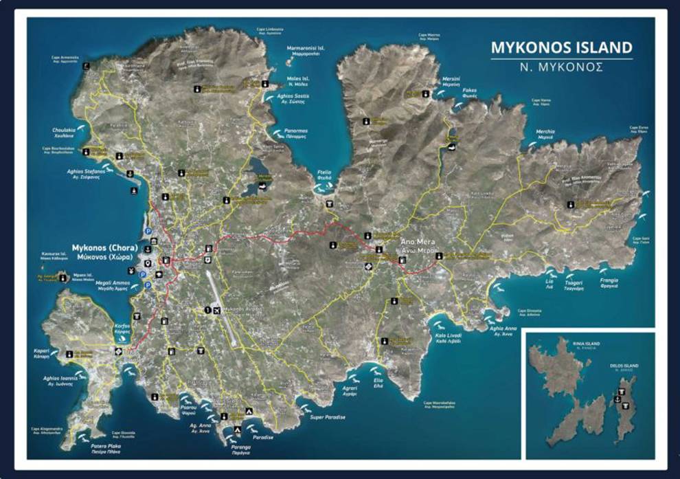 Mykonos Map In English - Mark setape2010