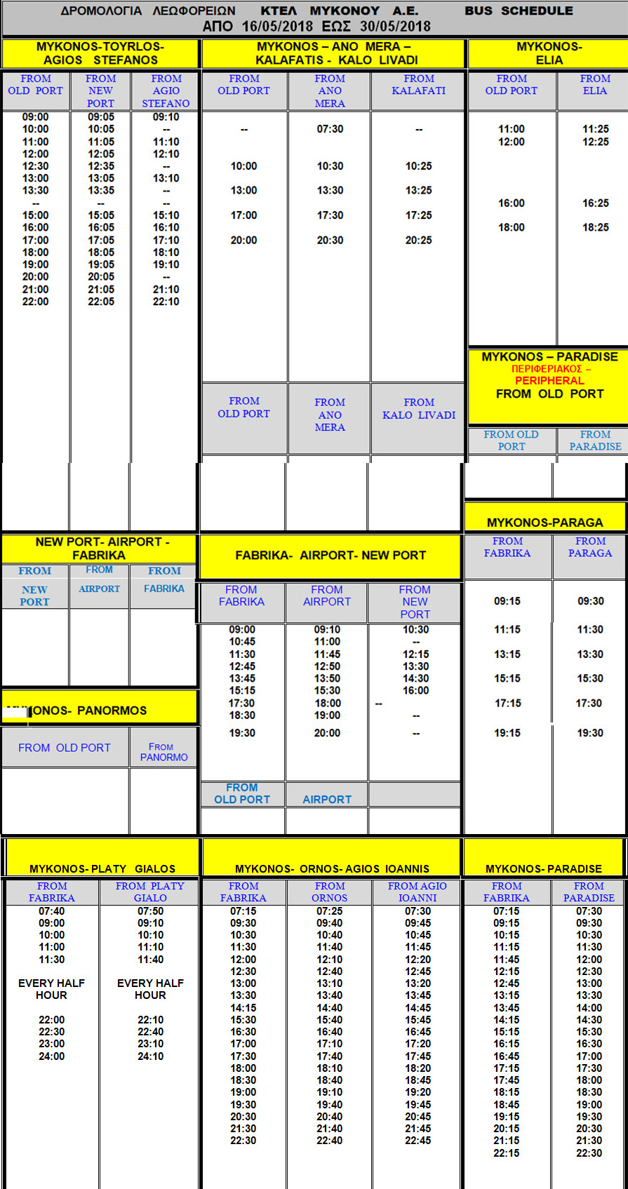 Bus in Mykonos Travel with bus in Mykonos Routes of the Mykonos Buses