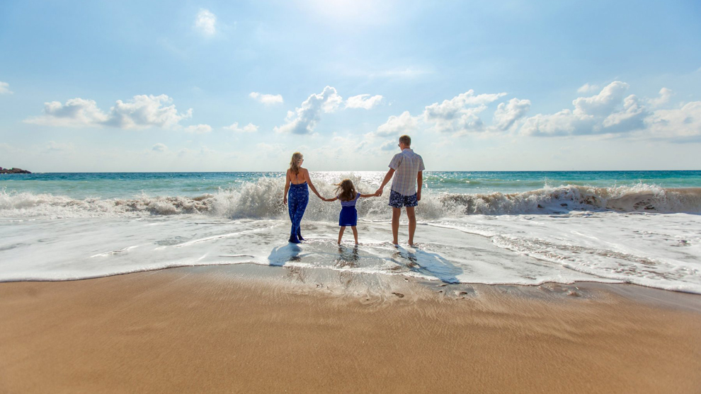 family on the beach