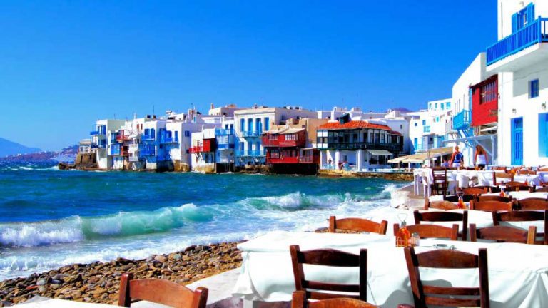 Mykonos coast cafe summer