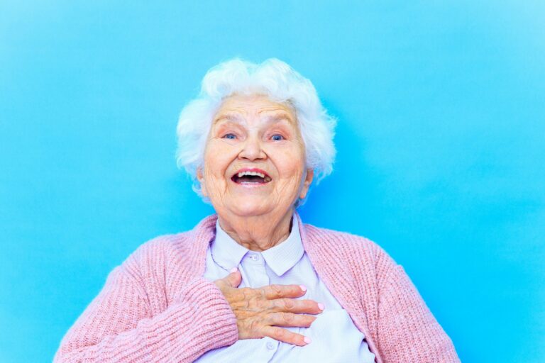 An old woman with white hair